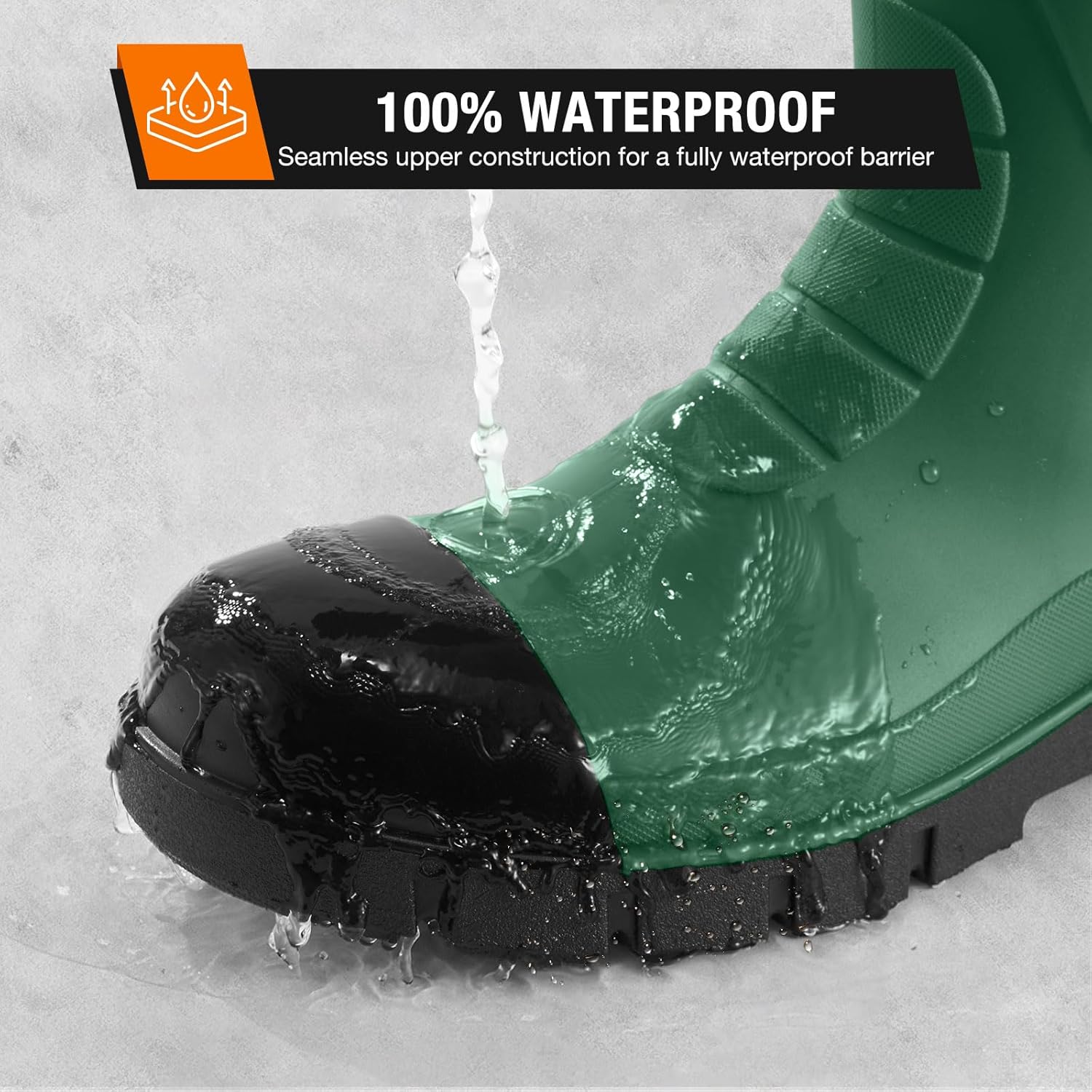 NINGO Steel Toe Rain Boots for Men, Waterproof PVC Rubber Boots with Puncture & Slip Resistant Design, Outdoor Knee High Mud Rainboots, Durable Fishing Footwear for Garden, Agriculture Industrial - Image 5