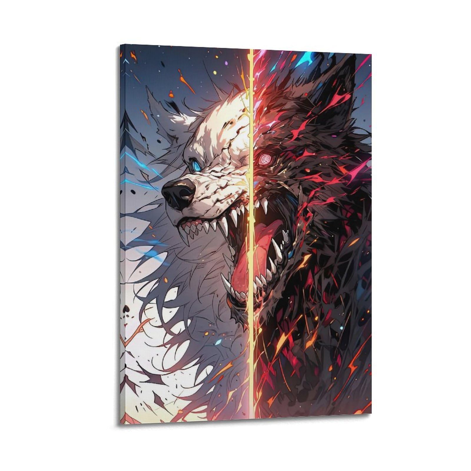 DLJGDS Two - Toned Wolf Art Print, Vibrant And Dynamic Decorative Painting Canvas Wall Posters And Modern Family Bedroom Decor 20x30inch(50x75cm)