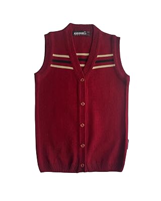 KIRONIKNIT DAV Girls Sleeveless Cardigans (22, Maroon)