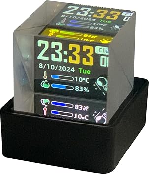 HolaCube WiFi Holographic Crystal 3D Photo Display, Smart Weather Station & Digital Clock with GIF Animations and Electronic Image Album Player for Desktop/Car Decor (Black Base)