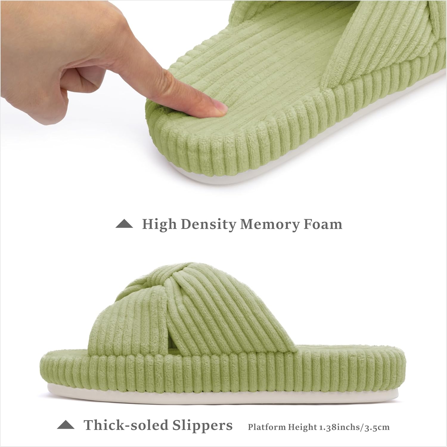 Chantomoo Slippers for Women Memory Foam House Bedroom Corduroy Bow Crossbands Slipper Shoes Comfy Trendy Gift Slippers - Image 3