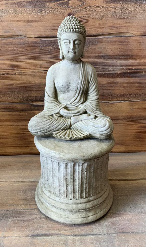 J And L Stone Ornaments Stone Garden Large Maze Robe Buddha On Plinth Natural Gift Concrete Ornament