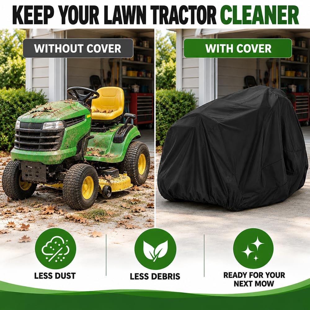 Funda para Tractor Cortacésped para Jonsered LT 2217 A 2008–2014 Deck 97 cm, Cubierta Protectora para Cortacésped con Asiento, Funda de Almacenamiento para Jardín Garaje