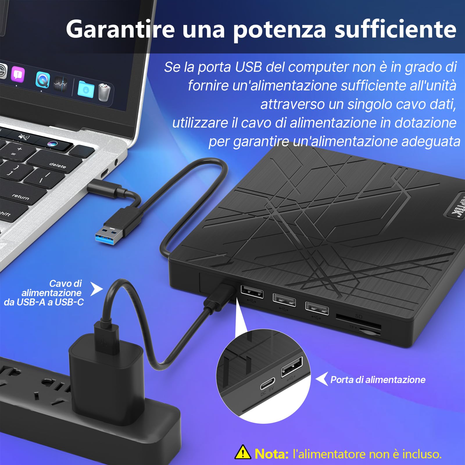 AGPTEK Lettore CD/DVD esterno per laptop, masterizzatore DVD sottile USB 3.0 | Lettore CD/DVD con adattatore Ethernet, slot per schede TF/SD, porte USB, per laptop, PC, MacBook, Windows/Linux/Mac OS
