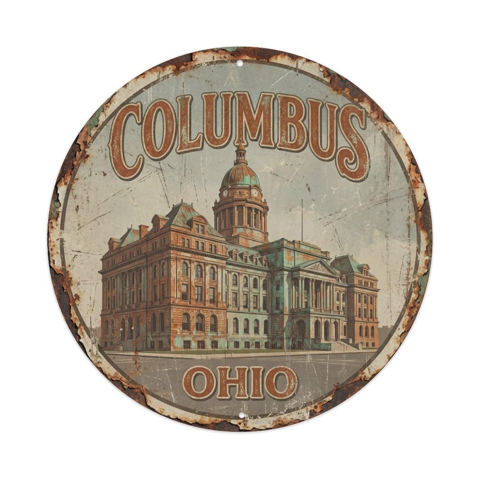Tgrcjimh Style Metal Tin Sign Usa Retro Travel Columbus
