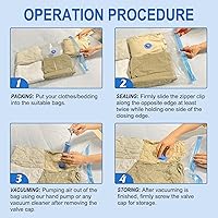 Vista 7 de Vacuum Storage Bags with Hand Pump, Plastic Packaging Bags, 80% Space Saver Vacuum Seal Bags for Clothing, Travel Lugggage, Blankets, Comforters, 16