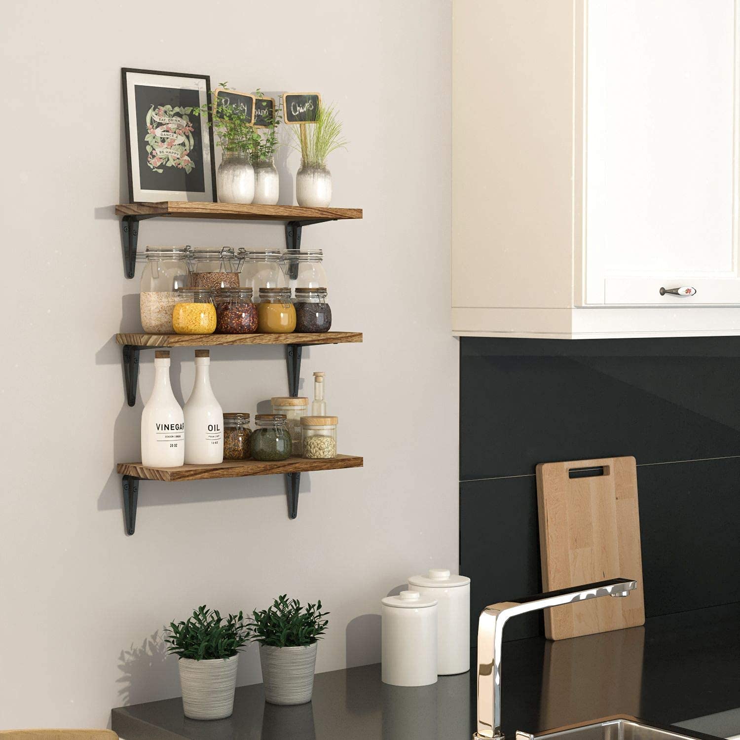 Wallniture Arras Rustic Wood Floating Shelves for Wall Storage, Wall