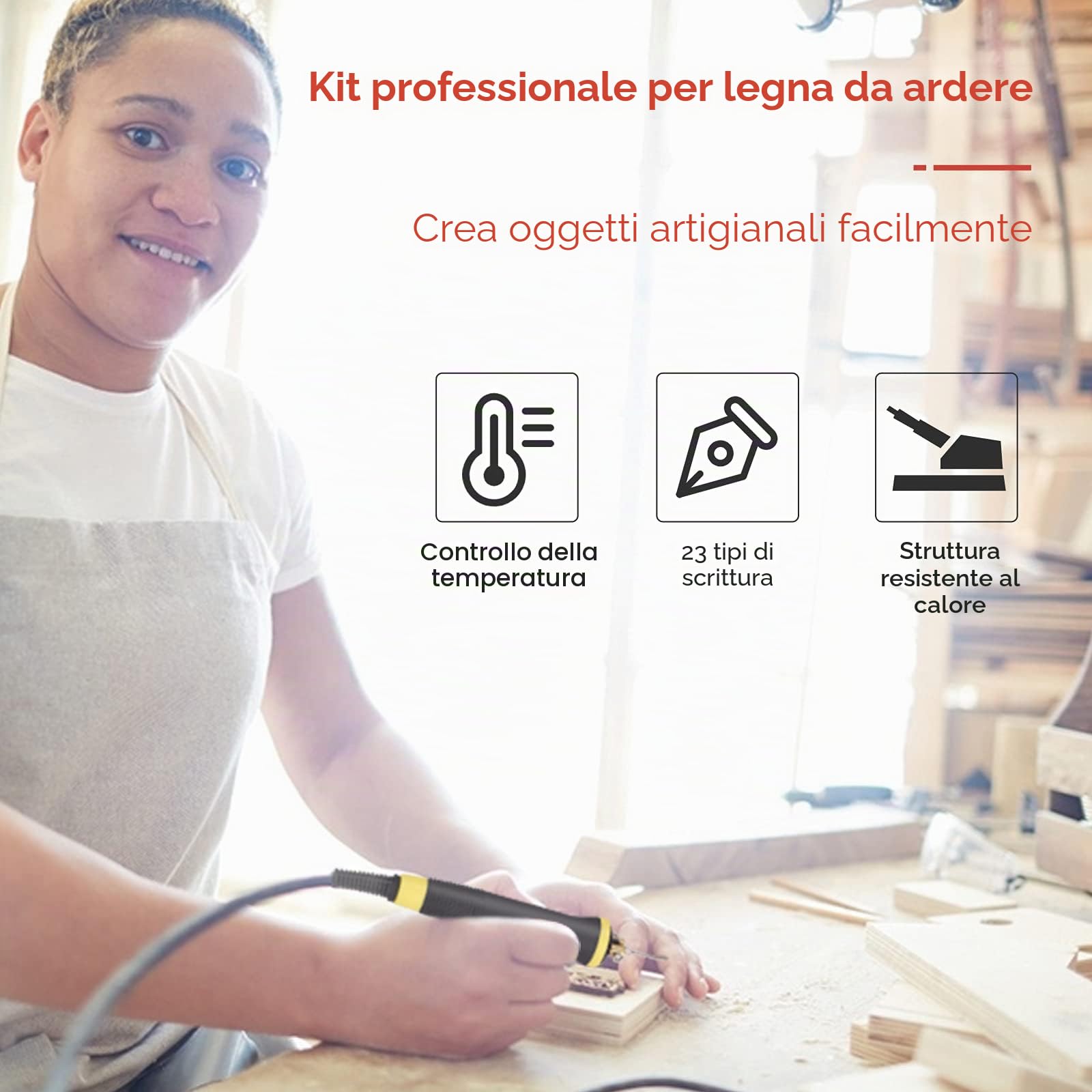 Pirografo Professionale Kit,Pirografo per Legno Stufa a legna LCD da 60 W Con display digitale 2 Penne e 33 Punti Solidi 0-750°C per Legno, Pelle, Zucca