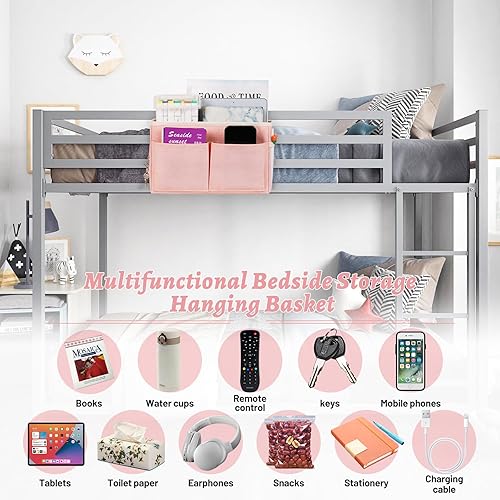 Miniatura 4 de Almacenamiento colgante de mesita de noche con soporte para botella de agua para litera, cama de hospital, habitaciones (rosa)