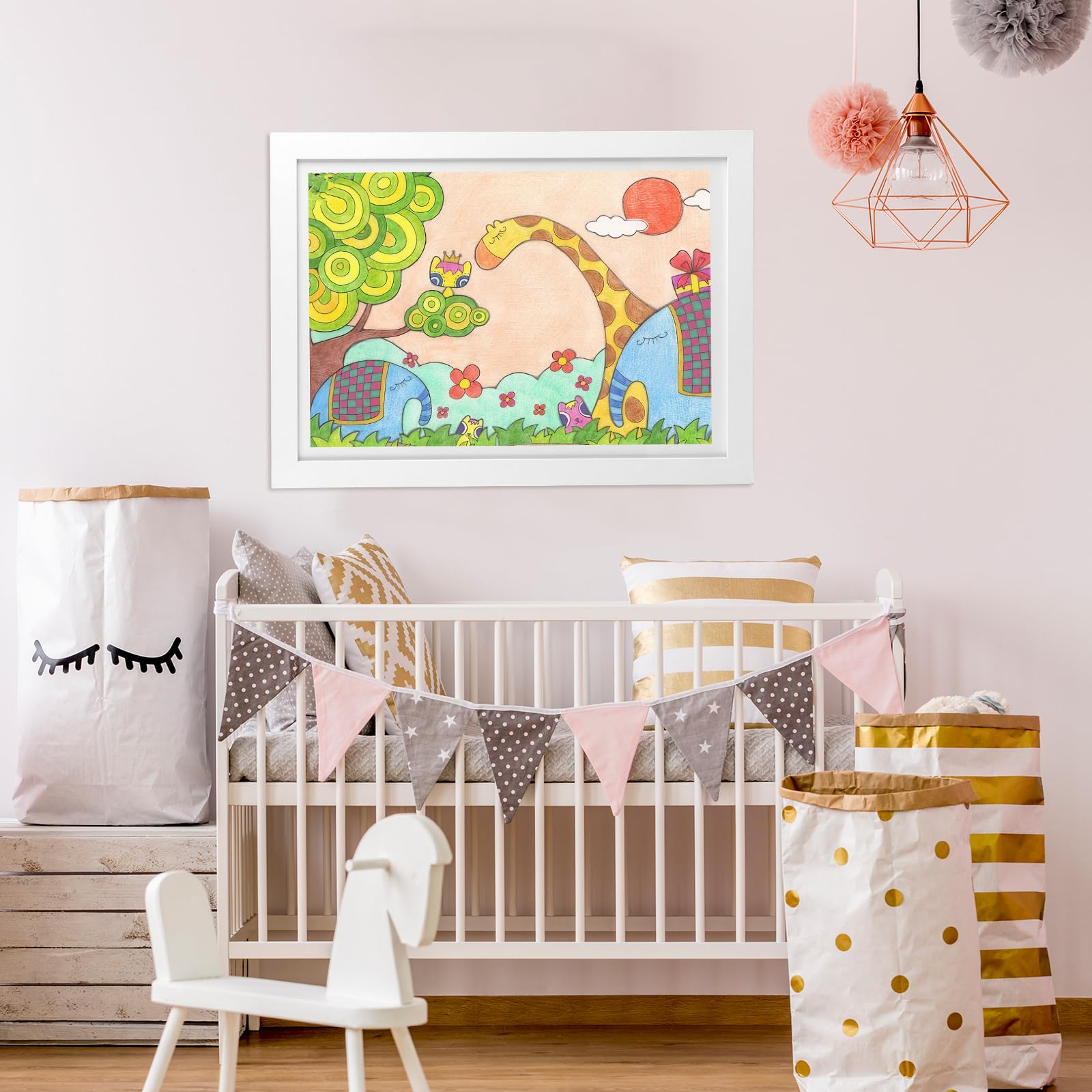 Cadres d'art pour enfants, ouverture sur le devant - Cadres photo interchangeables pour 150 photos, décoration de chambre d'enfant pour mur et chambre (A4, blanc, 24 x 33 cm)