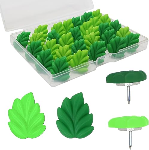 Sohalejr 30 piezas de alfileres decorativos para pulgares en verde, bonita decoración de oficina para tablero de anuncios de corcho, fotos, mapas de