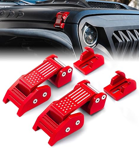 Xprite Pestillos de capó con bandera de Estados Unidos, kit de pestillos ajustables para capó compatible con Jeep Wrangler JK JKU 2007-2018, disponible en Yaxa Colombia