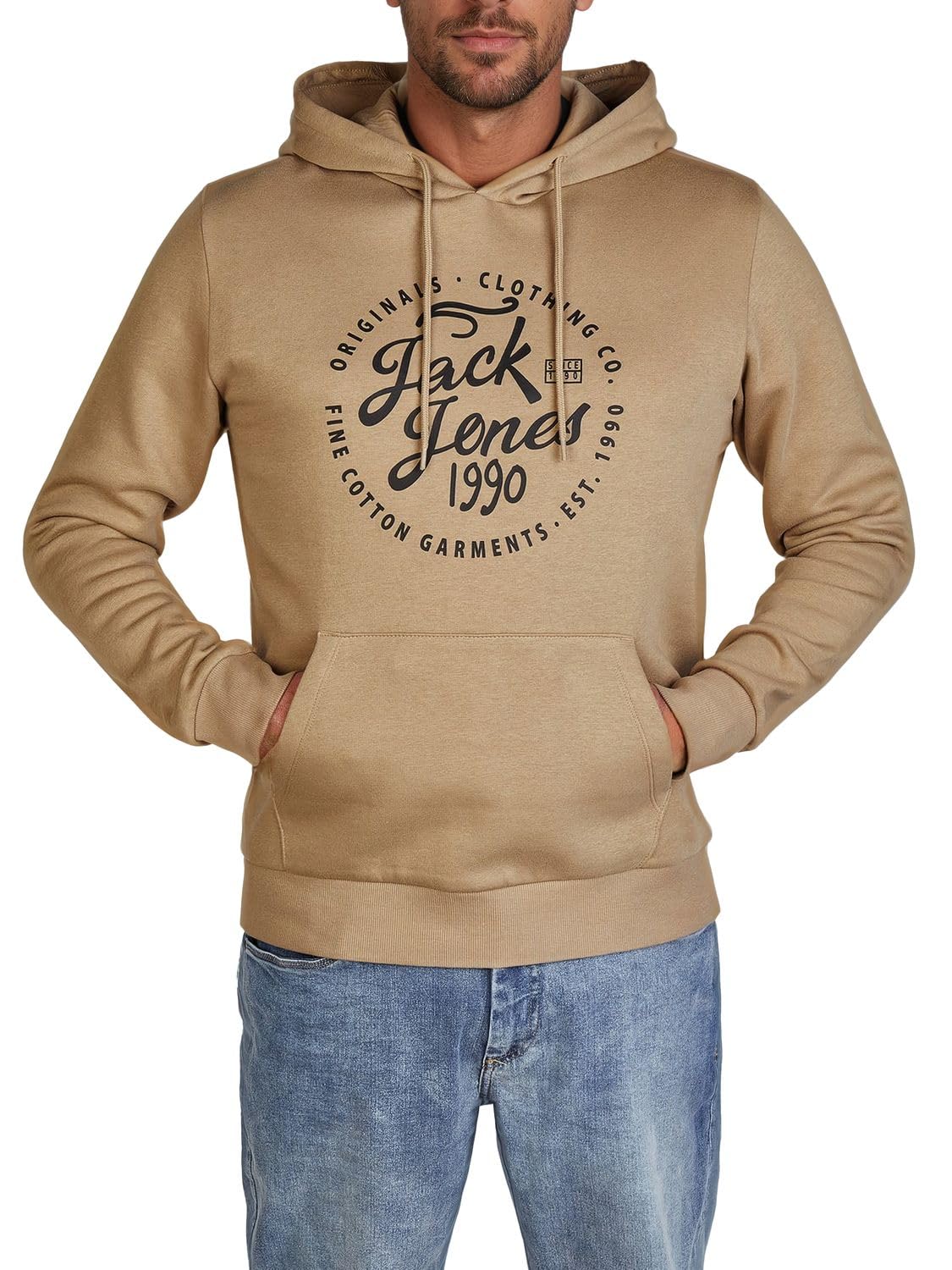 JACK & JONES Hoodie Herren Regular Fit JJEADRIAN Plus Size Kapuzenpullover Pullover Sweater Print Schwarz Grau Grün Braun Beige Blau S M L XL XXL 3XL 4XL 5XL 6XL 7XL 8XL