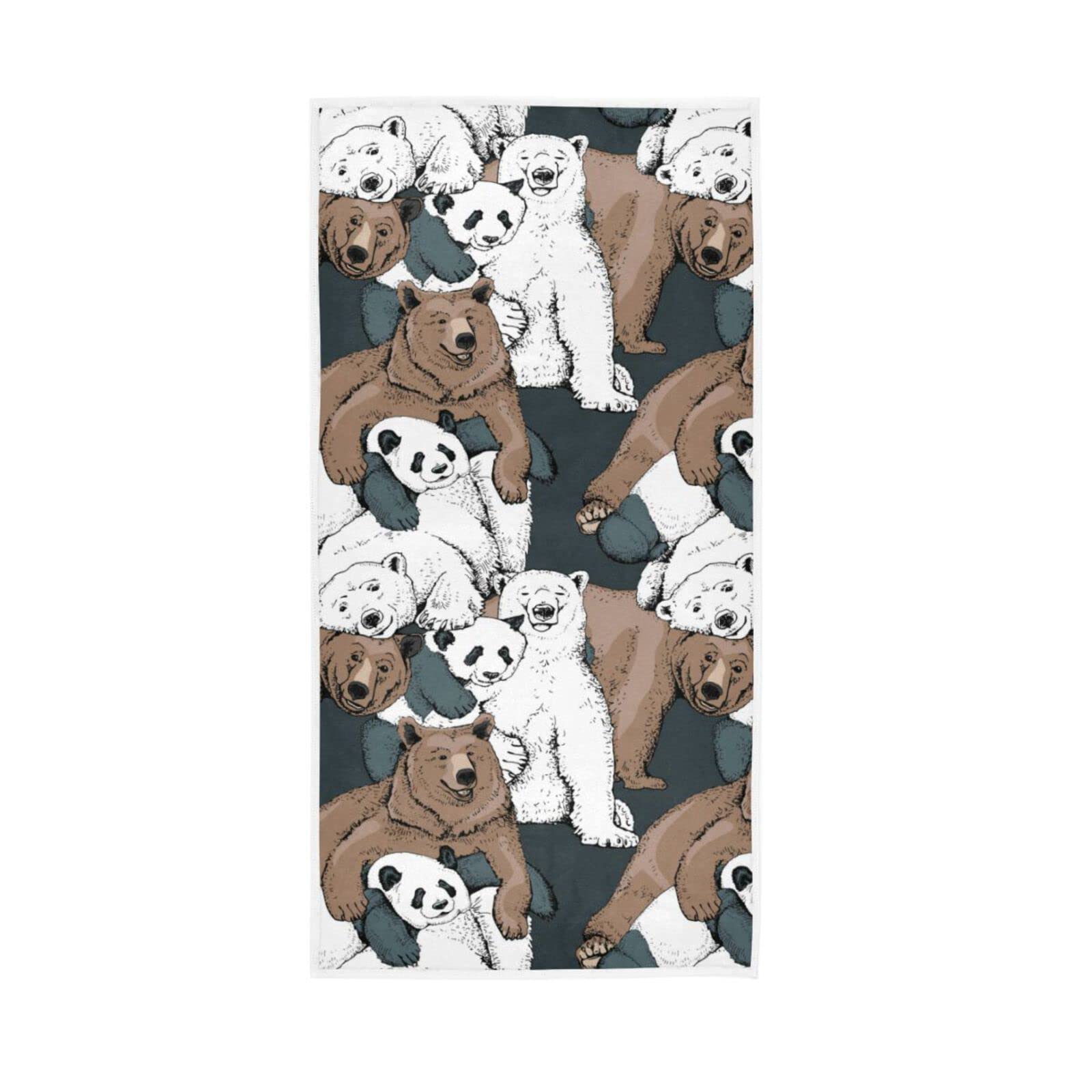 YOUJUNER Hand Towels Brown Bear Polar Bear Decor Fingertip Soft Face Towel Absorbent Bathroom Kitchen Towels