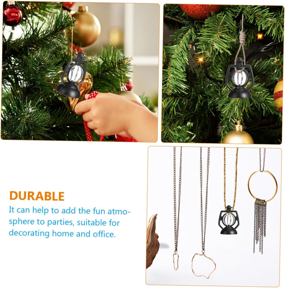 120pcs Vintage Oil Lamp Pendants Rustic Christmas Tree Ornaments for Holiday Decor for Xmas Parties and Decorations