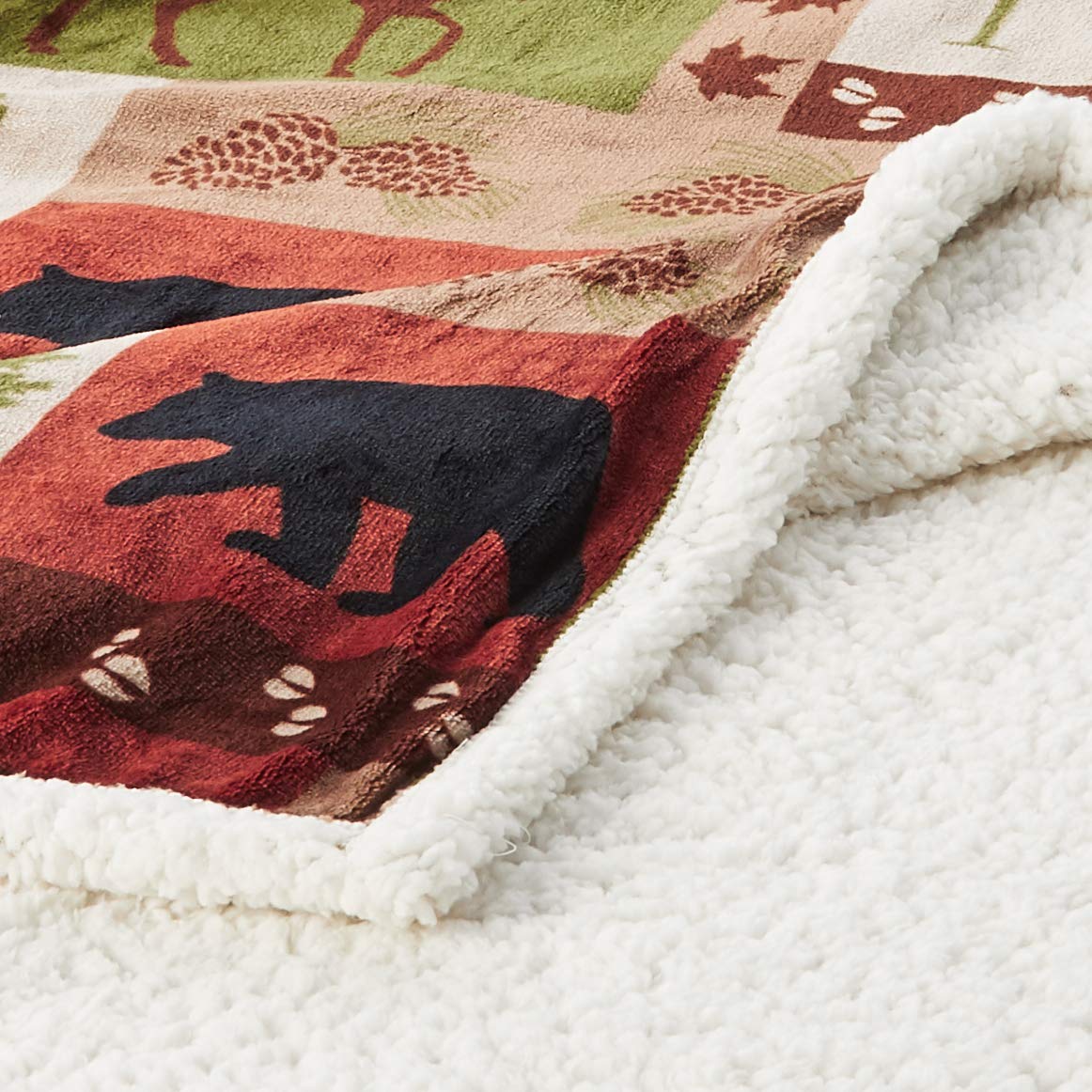 Juego De Cama De Felpa Carstens Patchwork Lodge Tamaño Queen - Multicolor, Incluye Colcha Y Fundas | Estilo Rústico