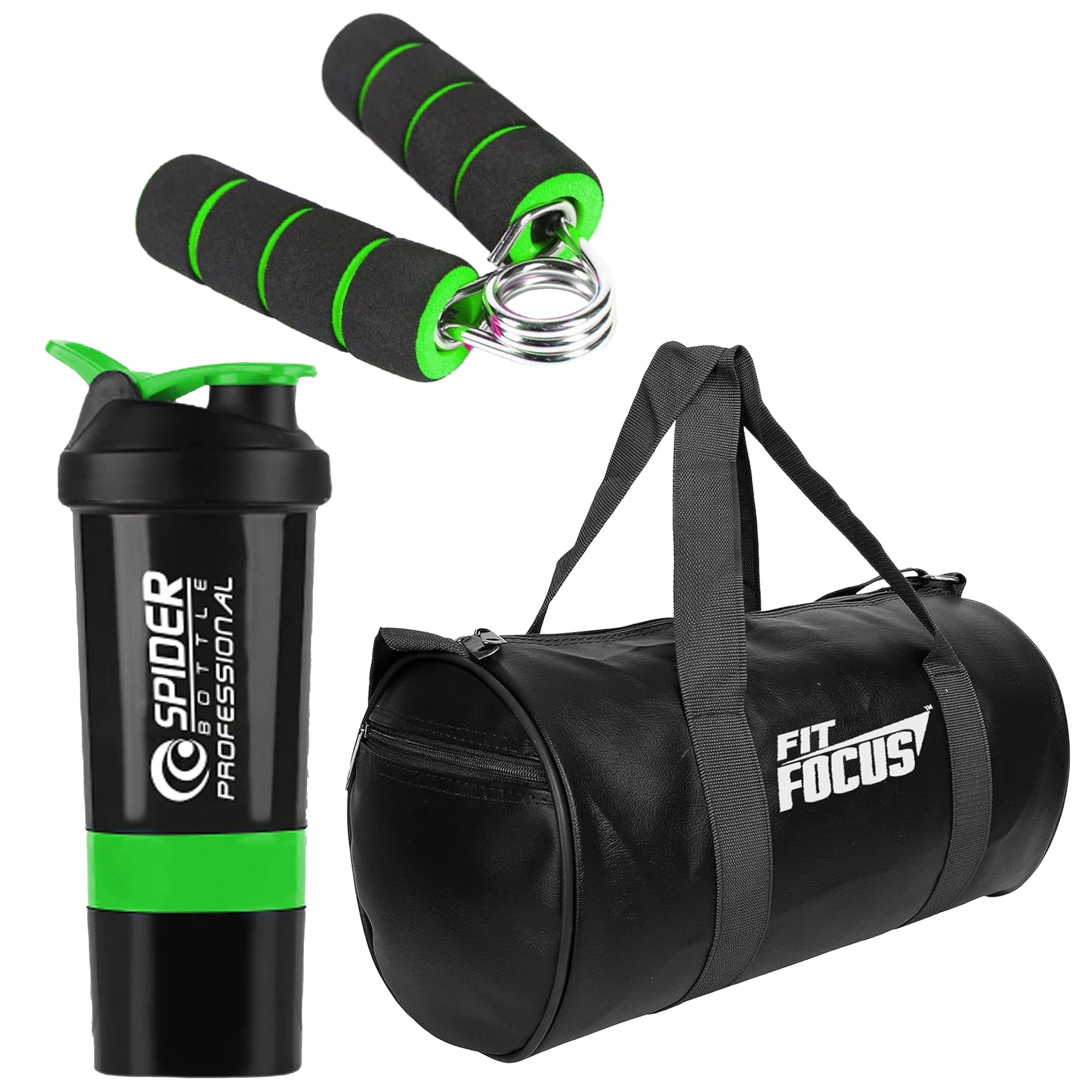 Gym Combo for Men & Women Combo of Duffle Gym Bag Gym Hand Gripper, Gym Shaker 500ML Shaker Bottle, Gym kit for Men and Women | Gym Bag | Protein Shaker | Strong Hand Gripper | Gym Shaker (Green)-image-16