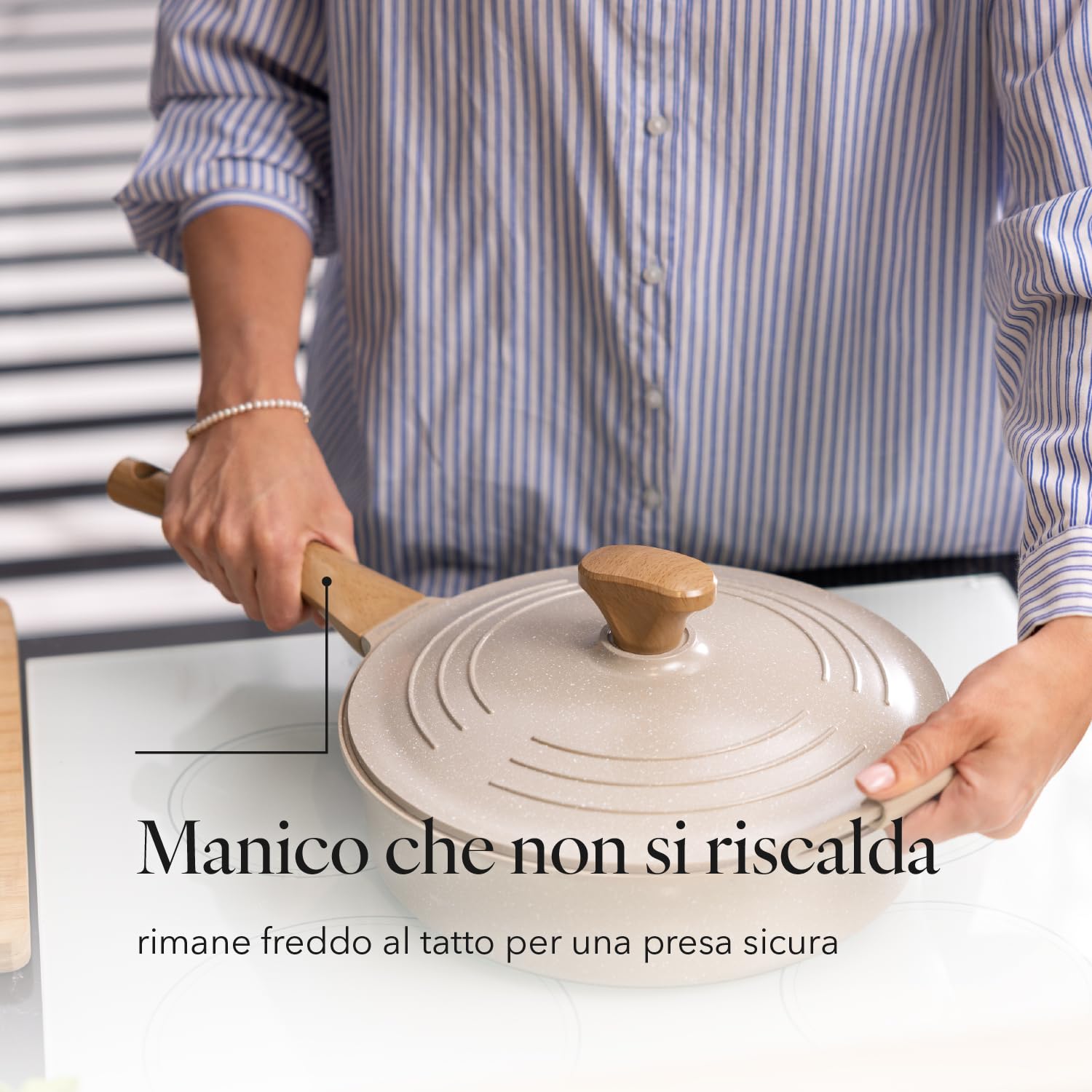 FLORINA Padella Antiaderente in Alluminio OSLO (28 cm) I Rivestimento Antiaderente in Ceramica I Manico Ergonomico Soft I Resistente al Calore | Adatta per Piani Cottura a Induzione, a Gas e Elettrici