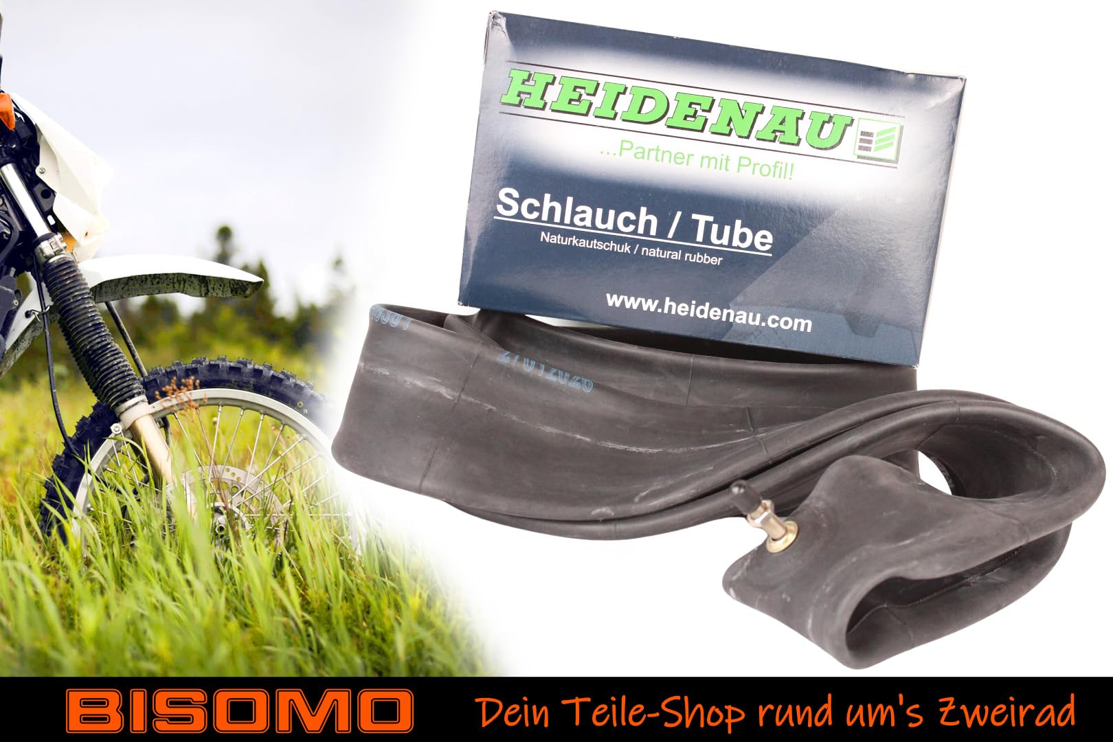 BISOMO Motorrad Cross Schlauch 3.00 x 21 Zoll - 3.25 x 21 Zoll, M/C Typ 21D verstärkt extra dick, mit Autoventil, hergestellt mit Heidenau