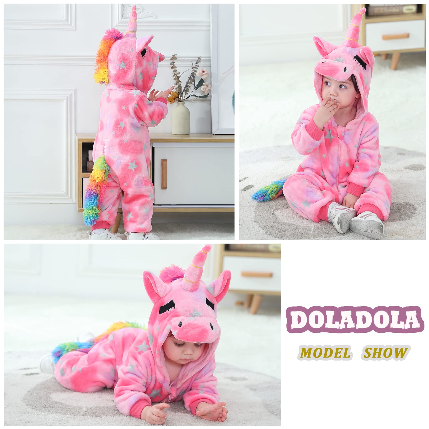 Mameluco para bebé Animal de Unicornio con Capucha Monos Pantalones de Peto para niña Ropa de Franela para niño