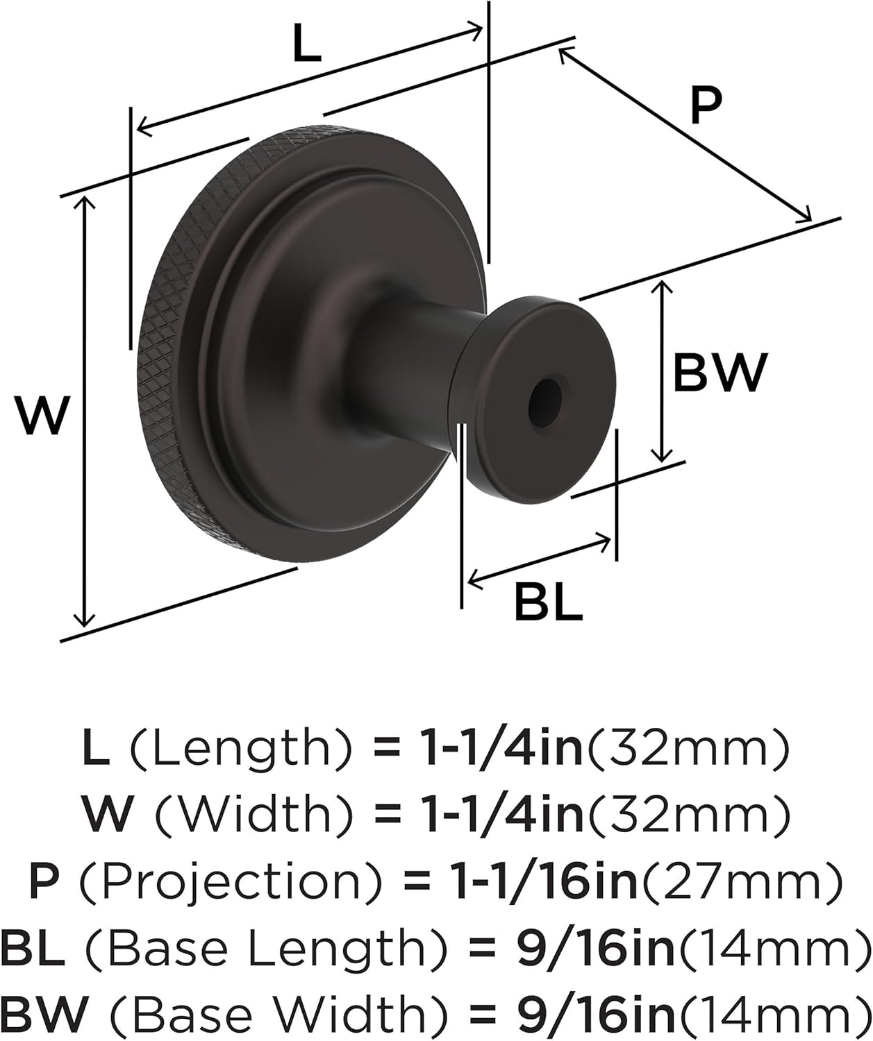 Amerock Faraday 1-1/4 inch (32mm) Diameter Oil-Rubbed Bronze Cabinet Knob, BP37740ORB