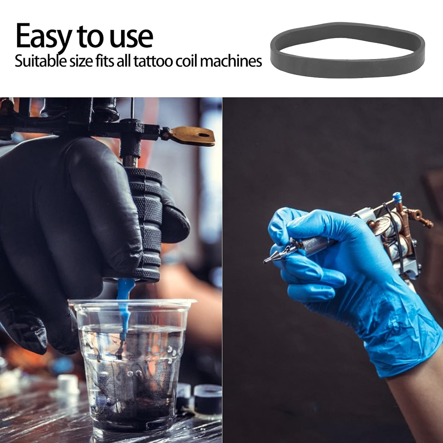 50 Pcs Professional Shockproof Tattoo Rubber Bands Ring Accessories, Tattoo Rubber Bands Black Soft Elastic Tattoo Machine Part for Tattoo Coil Machine Gun : Beauty & Personal Care