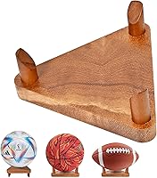 CRNHIGY Walnut Wood Ball Rack Display for Soccer, Basketball, Volleyball - Elegant Dual-Side Storage Stand