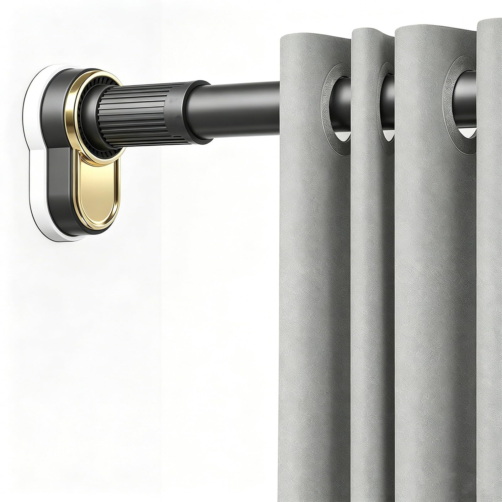 Multifunctional Shower Curtain Rod, Nonslip Tension Curtain Rod, No Drill, Stainless Steel for Bathroom Window Closet(Grey,370-490cm/145-192in)