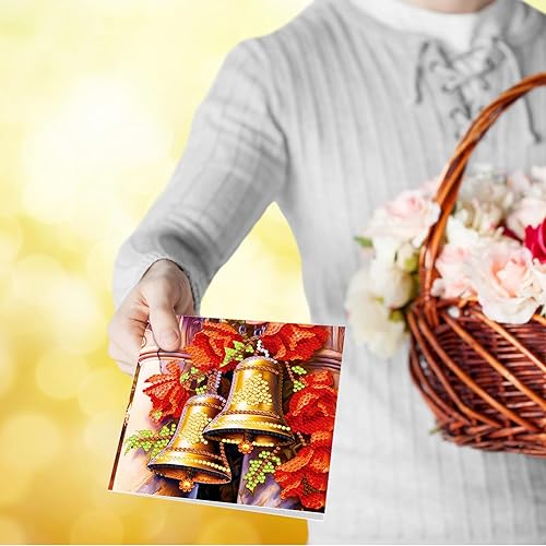 Miniatura 6 de pigpigboss Paquete de 8 tarjetas de felicitación con pintura de diamantes, árbol de Navidad, muñeco de nieve, tarjetas de pintura de diamantes de