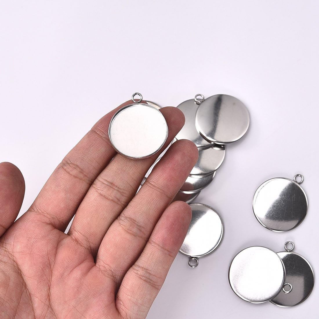 20pcs Tray Pendant for Jewelry Making Kits Stainless Steel Round Bezel 25x25mm - Image 3