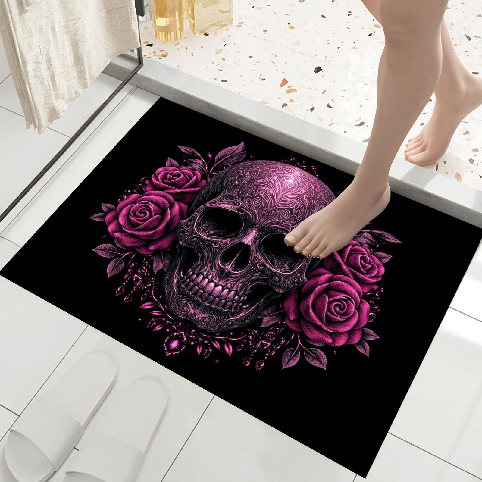 Tapis de intérieur gothique 90x150cm paillasson lavable pour entrée