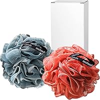 Vista 6 de Molanda Esponja de esponja de ducha, cepillo de malla, bola para exfoliar, cuidado esencial de la piel (color graduado), paquete de 2