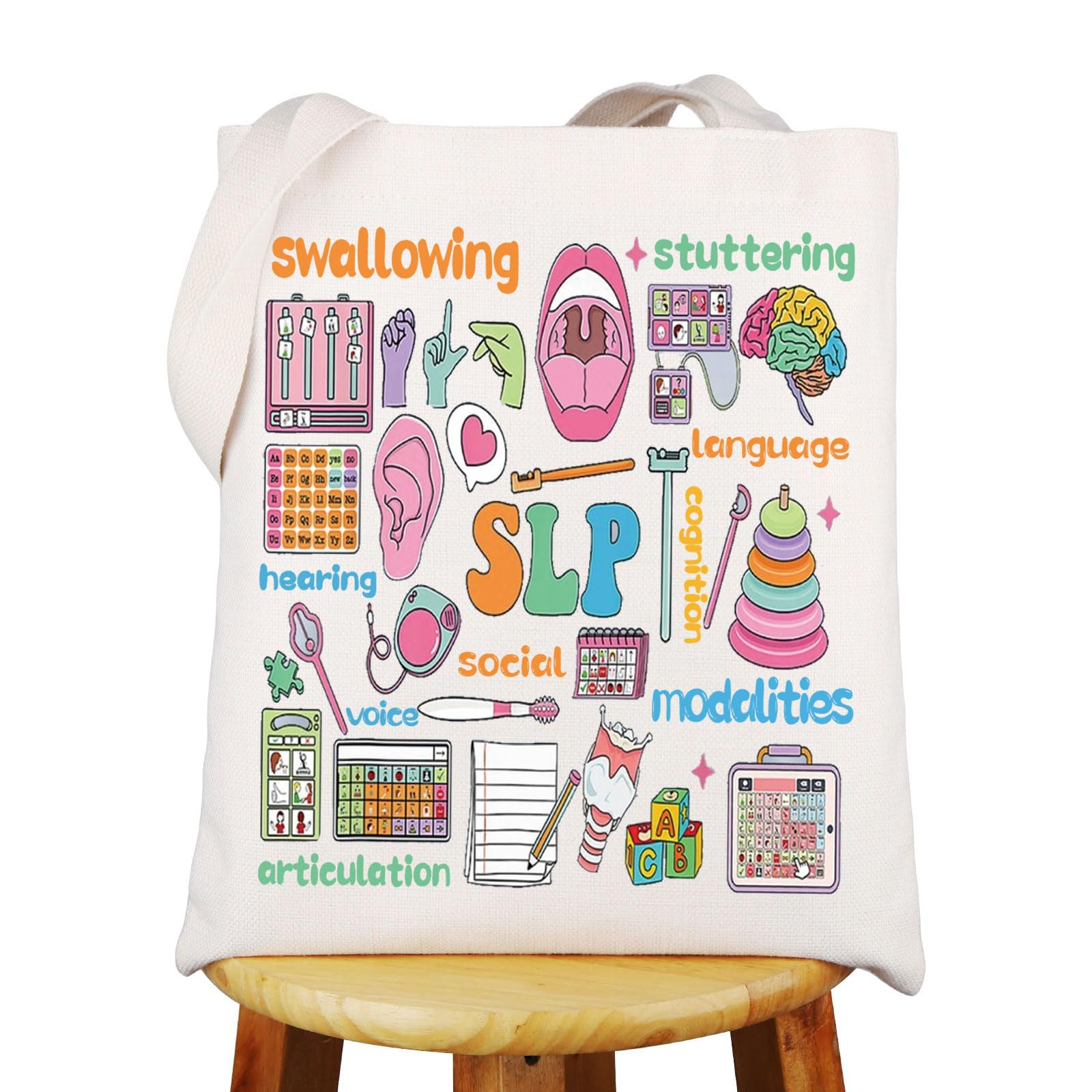 WZMPA Speech Language Pathologist Tote Bag Speech Therapist Gift Speech Therapy Shopping Handbag SLP Appreciation Gift