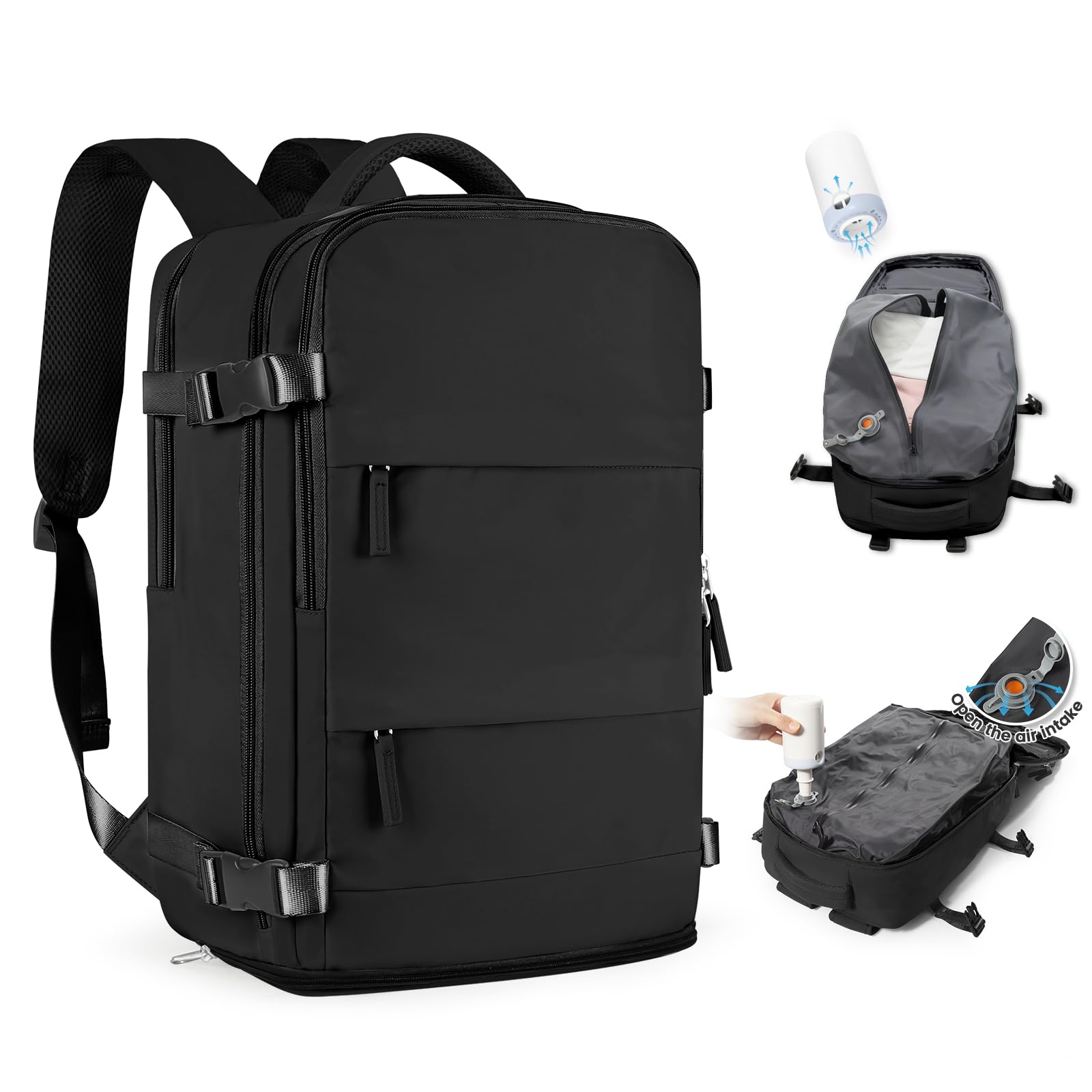 SZLX Zaino Ryanair 40x30x20 Sottovuoto con Pompa Zaino Ryanair 40x20x25 Donna Zaino da Viaggio Wizzair Bagaglio a Mano Uomo per Laptop da 14 Pollici Borse da Cabina 45x36x20 Easyjet con Porta Scarpe