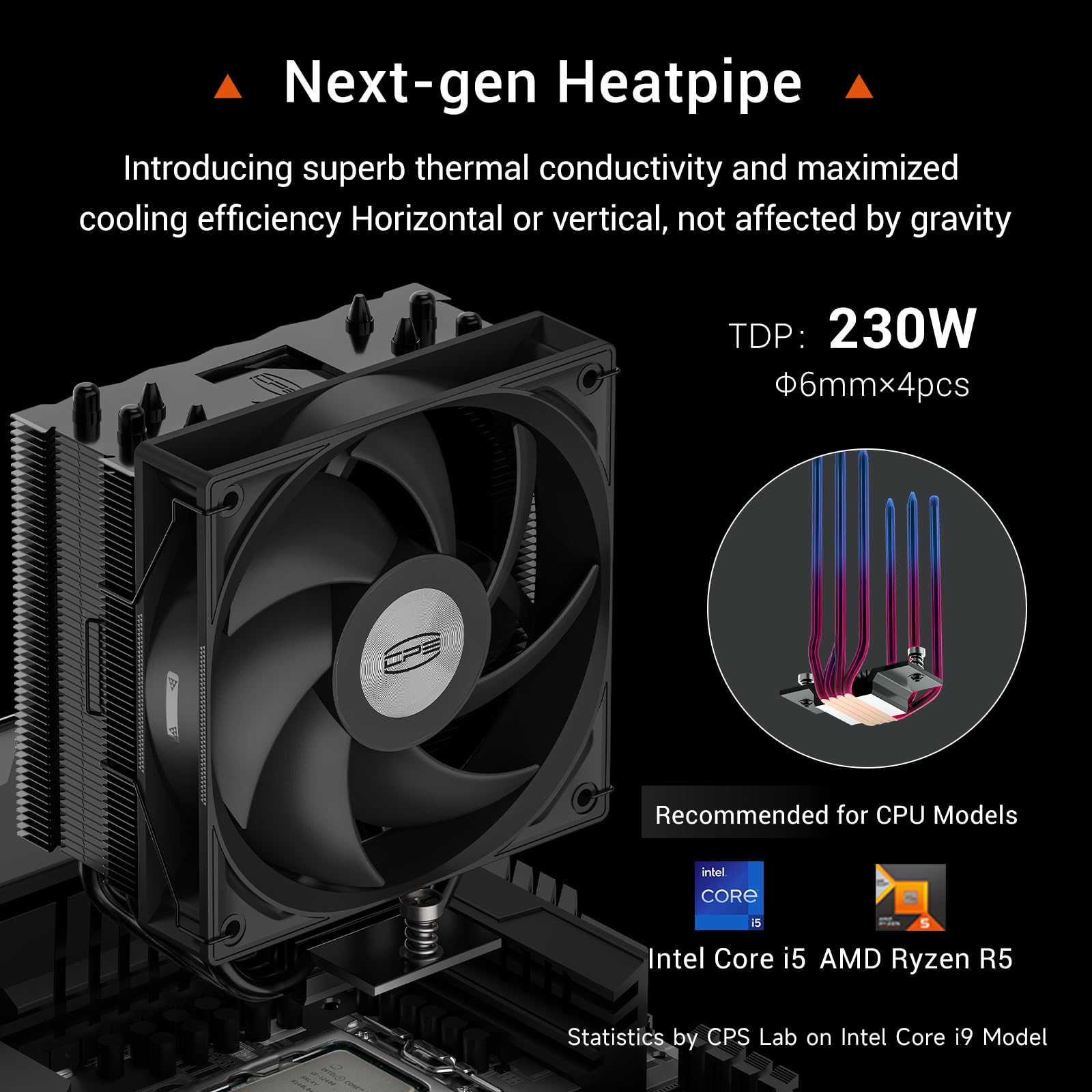 Amazon | CPS CPUクーラー「RT400-BK」全高148mm ナローフィン