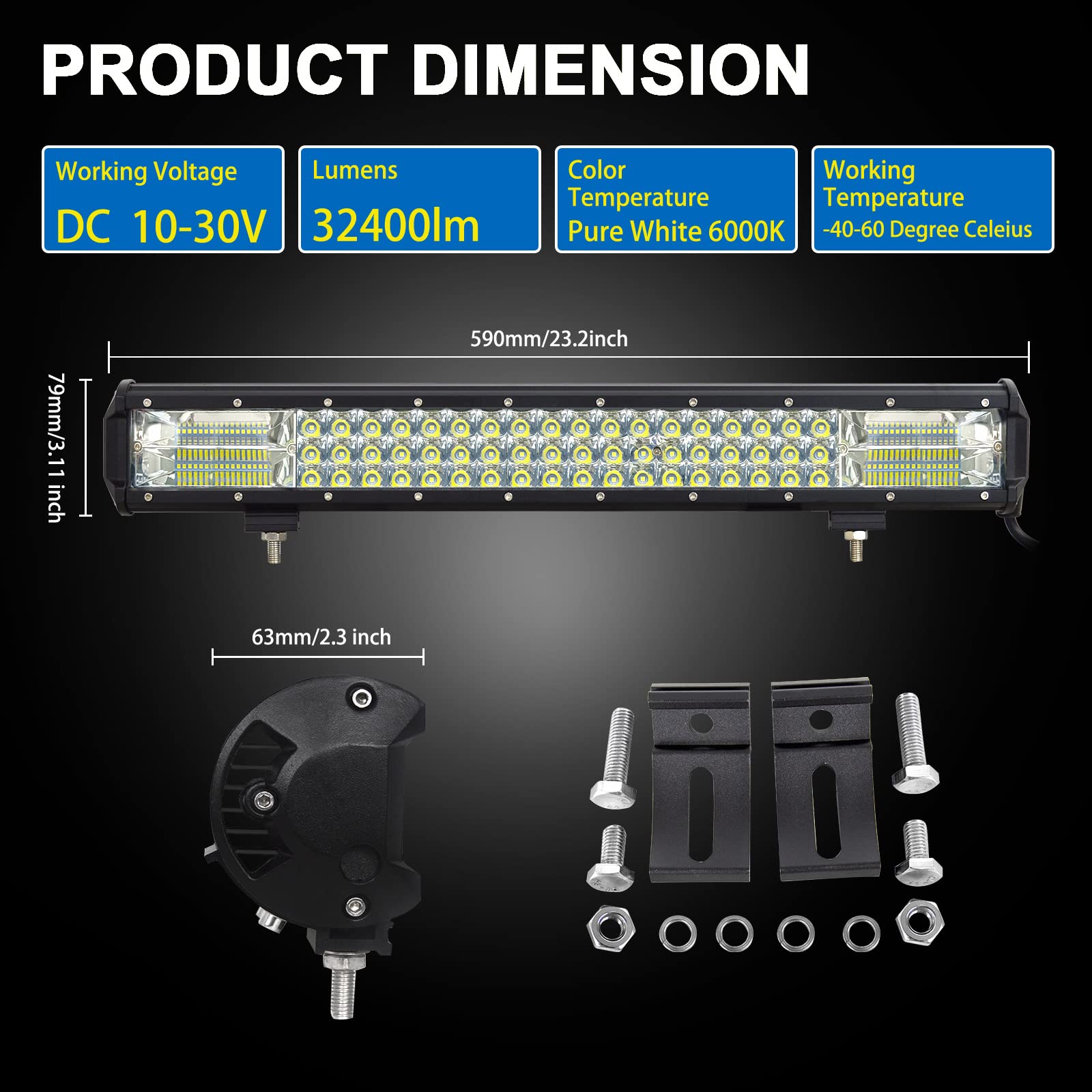 RIGIDON Barra LED Fuoristrada, 50cm 20 pollici 180W Barra Luce Led con 12V Cablaggio, Fari di Profondità Combinata Barra luminosa a Led per Auto Camion Trattore 4x4 SUV ATV UTV Veicoli, 6000K