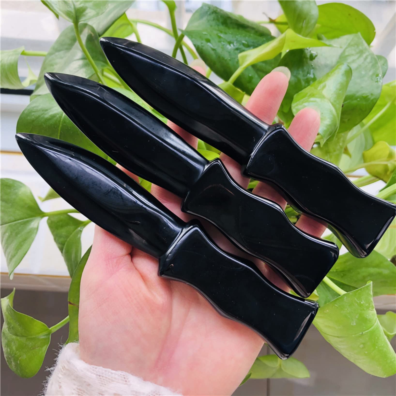 Amazon.co.jp: 天然水晶 15 センチメートル天然水晶短剣手彫り黒