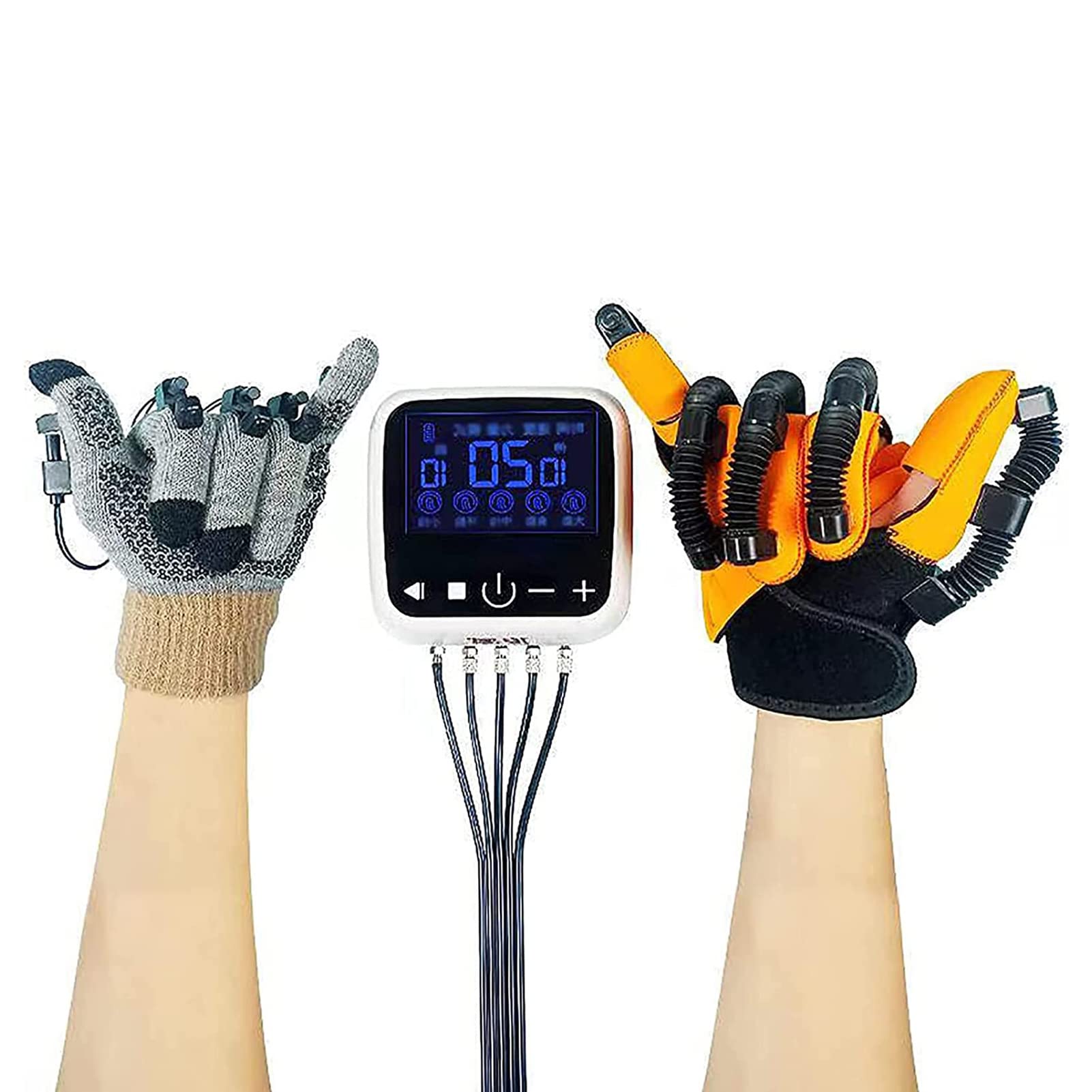 ZZBB Powerful Hand Rehabilitation Robot Gloves Equipment for Stroke Hemiplegia Recovery Training Finger Flexion Correction, Finger Extension,Right,M