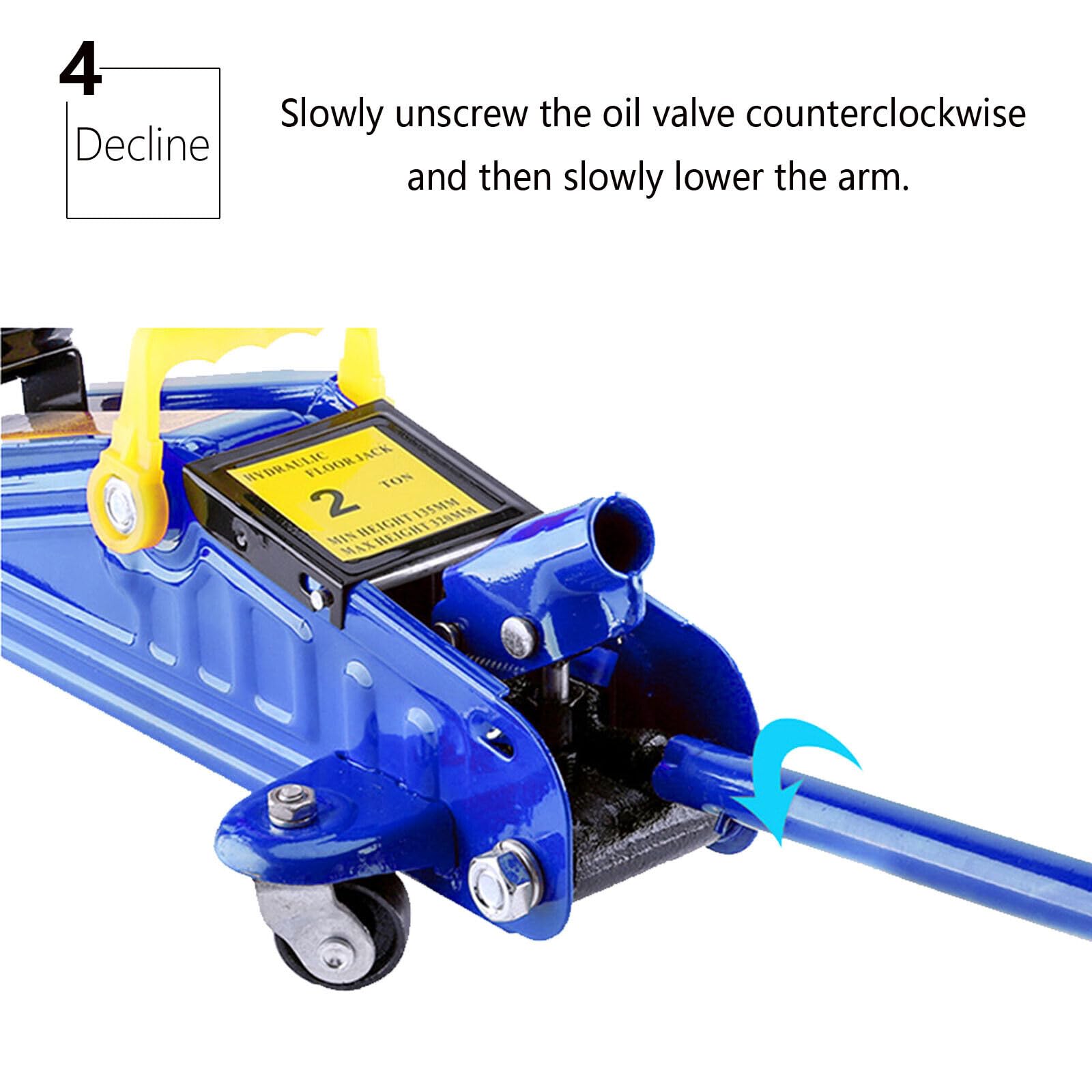Suelo Jack 2 toneladas de carro hidráulico Jack Heavy Duty para mantenimiento de garaje, zona de elevación 135 mm - 320 mm con maletín de transporte
