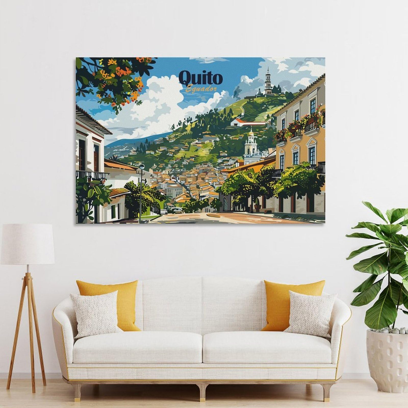 Junmoney Wall Art Print Quito, Ecuador Cityscape, 24x36inch(60x90cm), for Bedroom Decor, Cosy Corners Or Studios, Decorative Wall Art for Cosy Rooms
