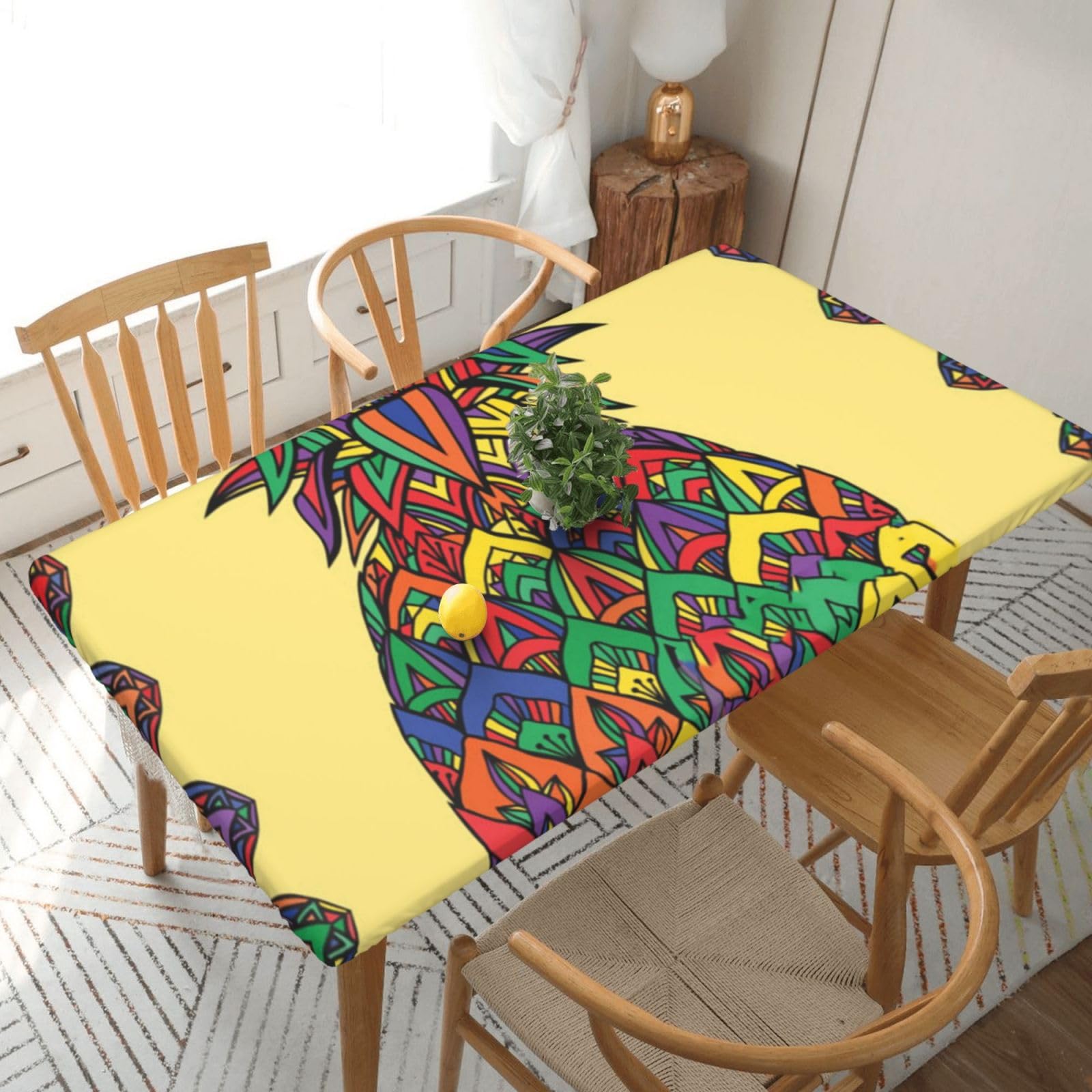 BNVSADC Rainbow Pineapple Printed 5FT Tablecloth Polyester Kitchen Water Resistant Table Cloth Dining Table Decoration Table Covers, 152x76 CM