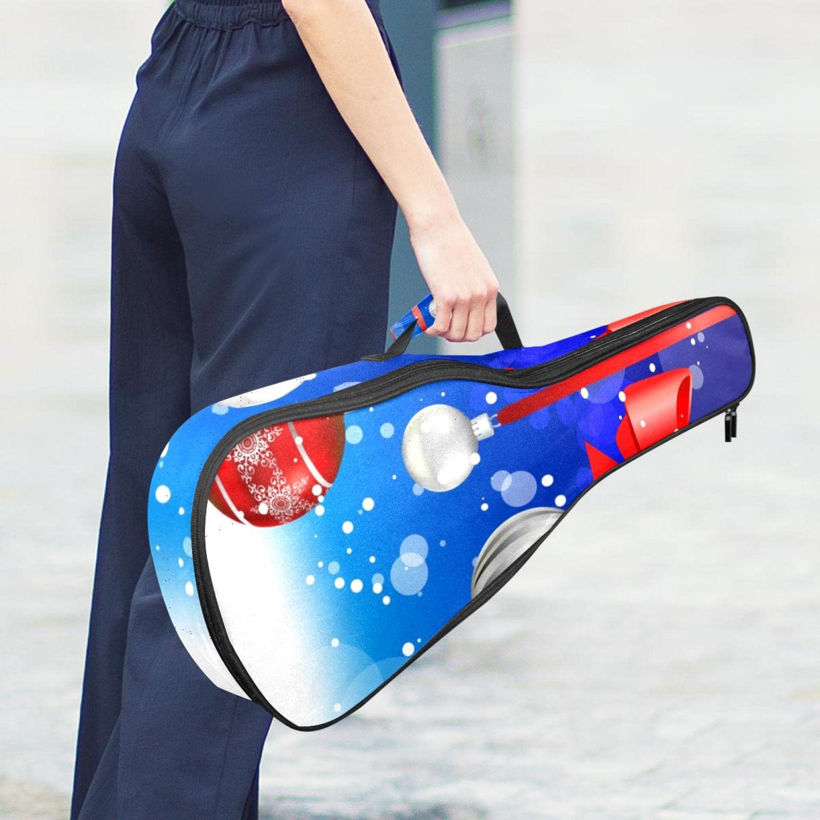 Sac à dos robuste pour ukulélé de concert - Sac de rangement pour ukulélé soprano - Sac rembourré de 10 mm - Boule à suspendre avec nœud rouge
