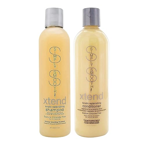 SIMPLY SMOOTH Keratin Replenishing - Champú y acondicionador original con infusión de queratina y colágeno limpiador diario para todo tipo de