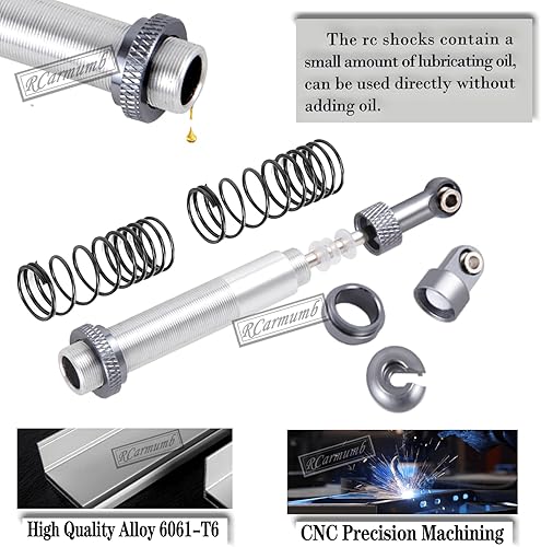 Vista 10 de Amortiguador universal de 4.331 in para coches de escala RC 1/10, aleación de aluminio 7075 RC amortiguador de choques ajustable universal Hops Up