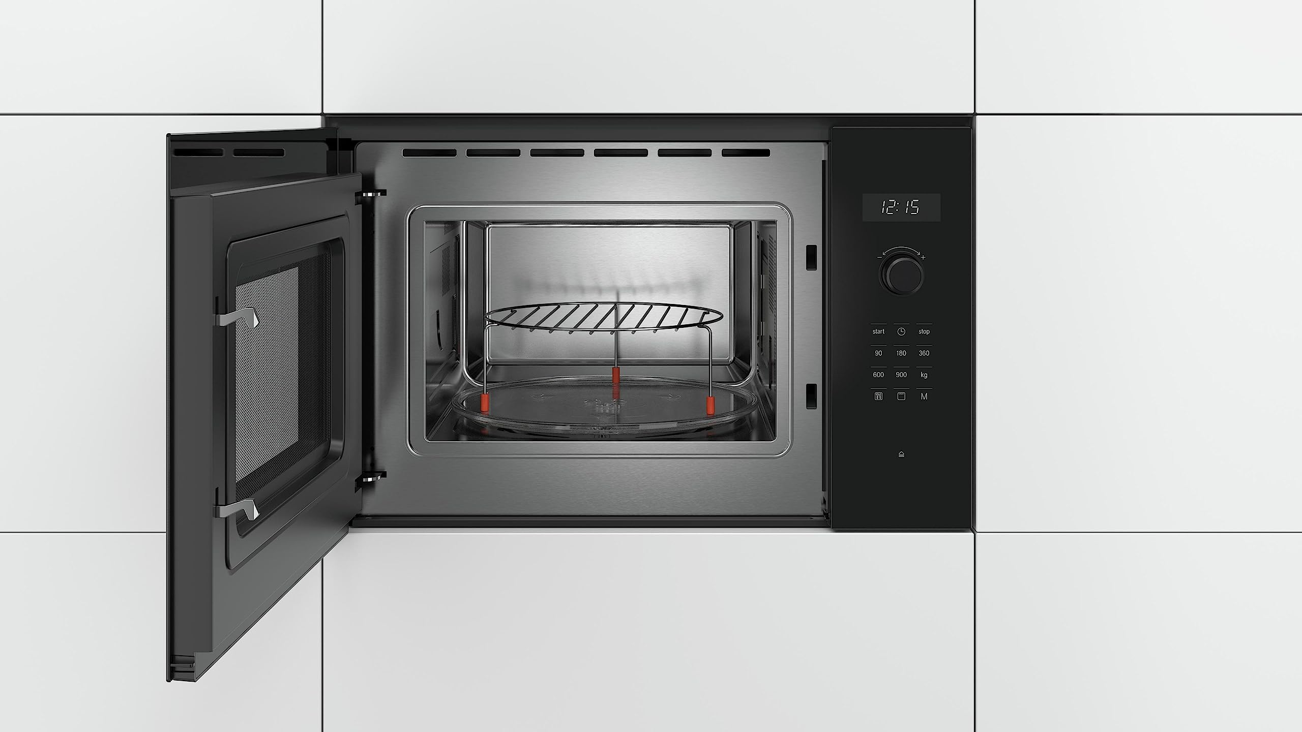Bosch BEL554MB0 Serie 6 - Microonde da incasso / 900 W / 25 L / piatto girevole 31,5 cm / Cerniera porta sinistra / Nero / AutoPilot 8 / Funzione grill