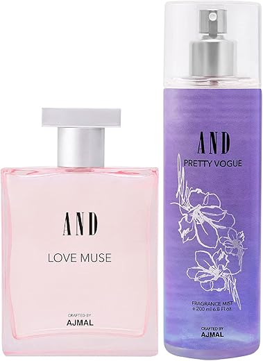 AND Love Muse Eau De Parfum 100ML & Pretty Vogue Body Mist 200ML Pack of 2 for Women Crafted by Ajmal