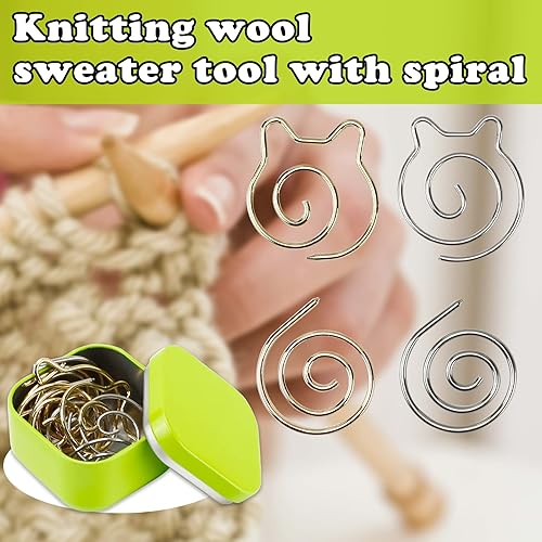 Miniatura 3 de 10 agujas de tejer en espiral con caja de almacenamiento, aguja de tapiz, aguja de cable en espiral, accesorios para tejer para principiantes (oro y