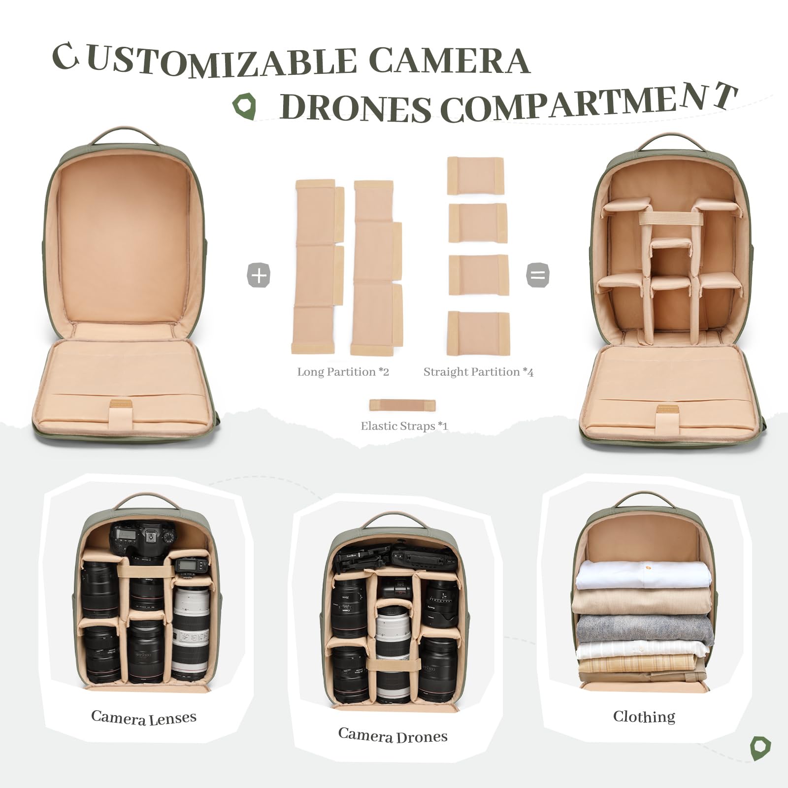 Plecak na aparat fotograficzny dla fotografów, DSLR/SLR, torba na aparat bezlusterkowy, z kieszenią na laptopa 35.6 cm i uchwytem na statyw, wodoodporna osłona przeciwdeszczowa, fotografia, plecak