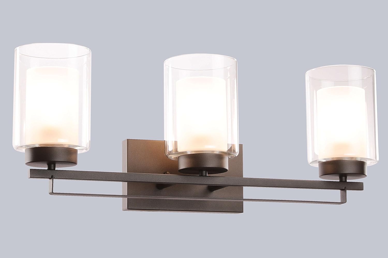 Hоt Dеаlѕ Wall Light 3 Light Bathroom Vanity Lighting with Dual Glass Shade in Dark Bronze Indoor Wall Mount Light XiNBEi-Lighting XB-W1195-3-DB Bеѕt Dеаl 🛒 Wall Light 3 Light Bathroom Vanity Lighting with Dual Glass Shade in Dark Bronze Indoor Wall Mount Light XiNBEi-Lighting XB-W1195-3-DB