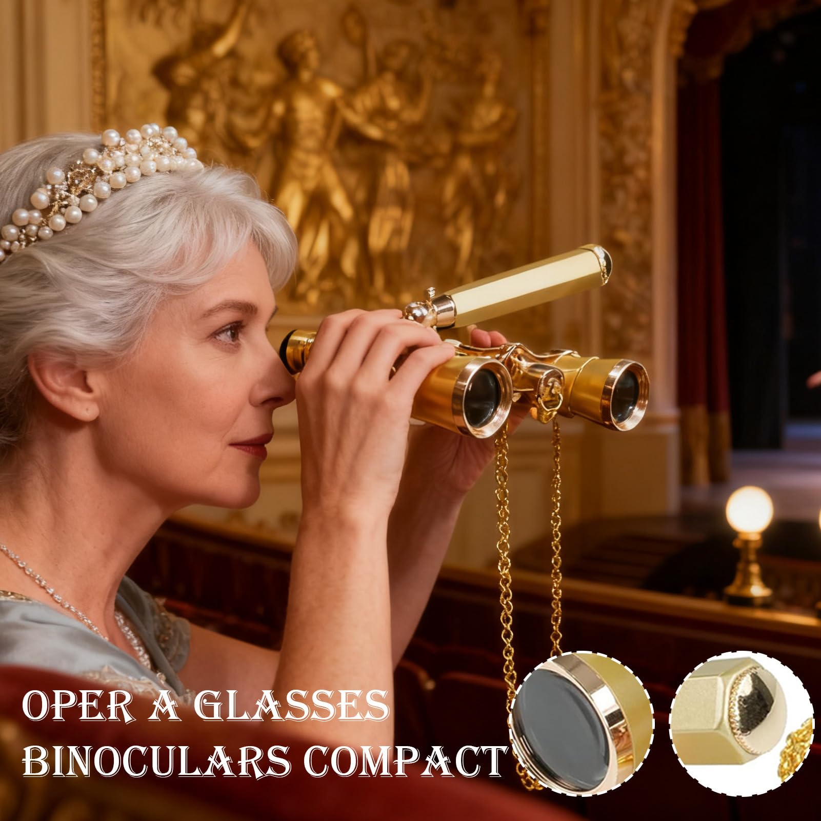 Occhiali da teatrale vintage - Binocolo ad ingrandimento ad alta potenza 10x25 con elegante costruzione in Design pieghevole compatto incluso di velluto di lusso